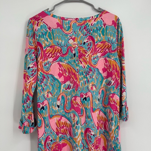 Lilly Pulitzer Linden Peel and Eat Flamingo 3/4 Sleeve Dress Size S Beach Preppy - Picture 10 of 11